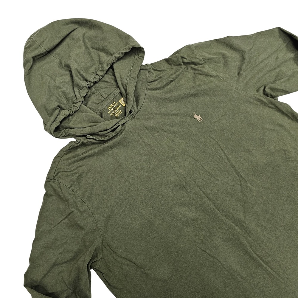Polo Ralph Lauren Hooded T-Shirt Mens XL Olive Green Cotton Jersey Gorpcore